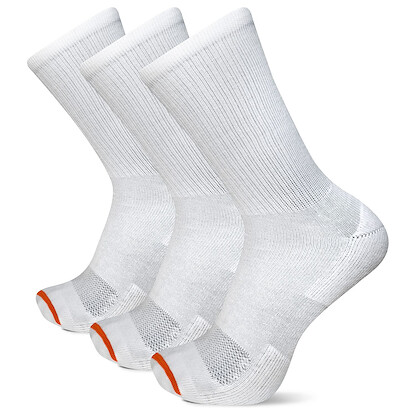Merrell Unisex Cushioned Cotton Crew Socks White (3 pairs) - MEA33629C3B2001-WHITE