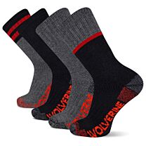 Wolverine Men's Wilderness Thermal Boot Crew Socks Black Assorted (4 pairs) - WWM40014B4B2001-BKAST