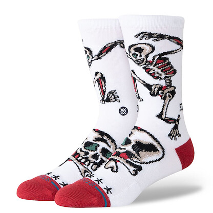 Stance Unisex Bert Krak X Stance Skeleton Crew Socks White - A555C26SKE-WHT