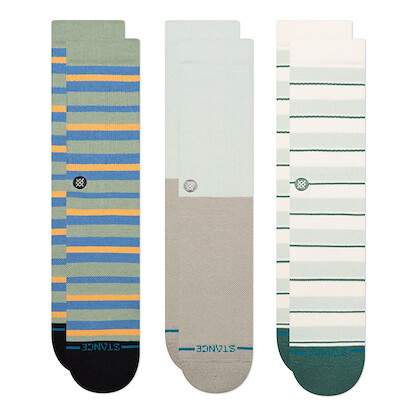 Stance Unisex Prep Stripe Crew Socks 3 Pack Pale Blue - A556A26PRE-PAB