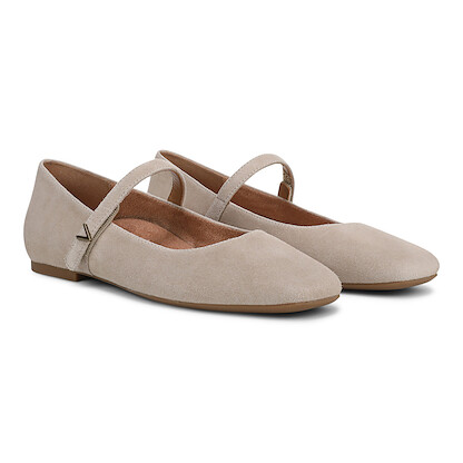 Vionic Women's Alameda Mary Jane Flat Lucid Beige Suede - I8661L9251
