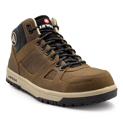 AIRWALK SAFETY Men's Mongo Mid Alpine Composite Toe ESD Work Shoe Brown/Black - AW7206