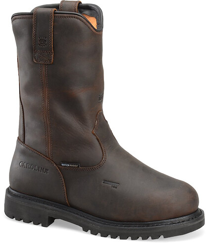 CAROLINA Men's 10" Line Builder Aluminum Toe Internal Metatarsal Guard Waterproof Wellington Work Boot Dark Brown - CA8533