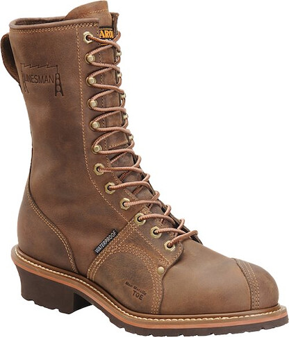 CAROLINA Men's 10" Linesman Soft Toe Waterproof Work Boot Dark Brown - CA904