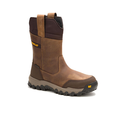 CATERPILLAR WORK Men's Threshold Rebound Pull-On Steel Toe Waterproof Work Boot Bison - P91772