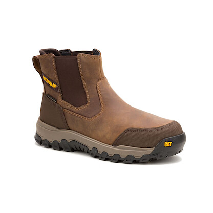 CATERPILLAR WORK Men's Threshold Rebound Chelsea Steel Toe EH Waterproof Work Boot Bison - P91783