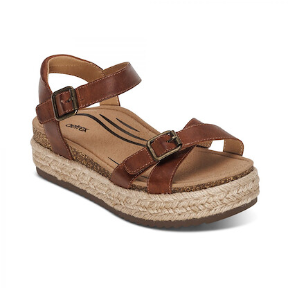 Aetrex Women's Paula Arch Support Platform Sandal Walnut - CP151W