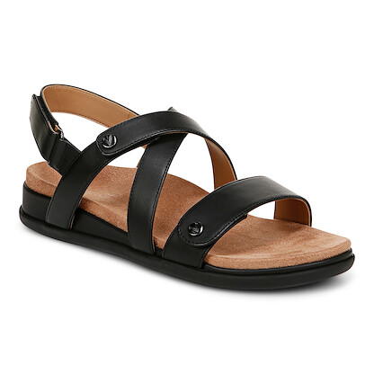 Vionic Women's Cypress Strappy Sandal Black Leather - J0830L1001