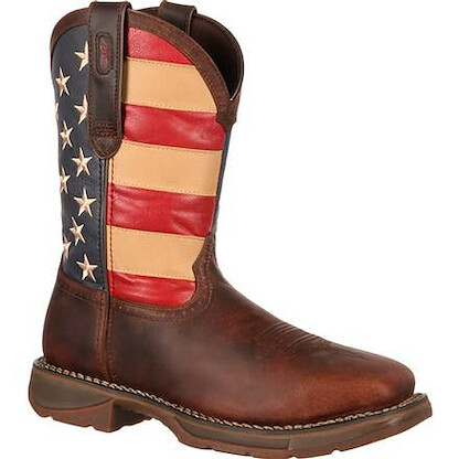 DURANGO WORK Men's Rebel™ By Durango Steel Toe Western Work Boot Brown/Union Flag - DB020
