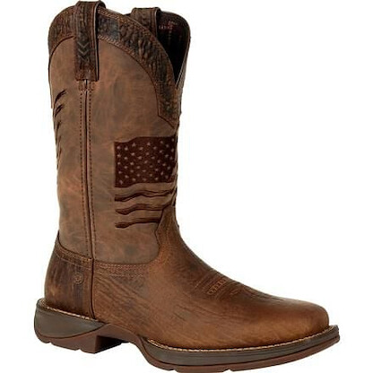 Durango Men's 12" Rebel™ by Durango Distressed Flag Embroidery Western Boot Acorn - DDB0314
