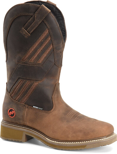 Double-H Boots Men's 13" Equalizer Composite Toe Waterproof Roper Pull-On Work Boot Medium Brown - DH5354