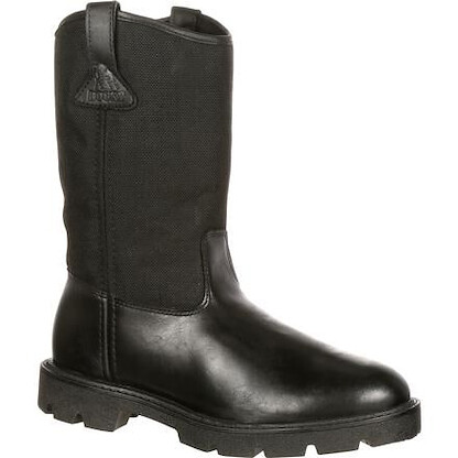 Rocky Men's 10" Warden Pull-On Wellington Public Service Boot Black - FQ0006300