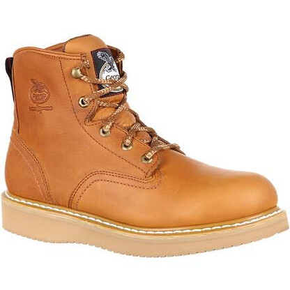 GEORGIA BOOT Men's 6" Wedge Steel Toe Work Boot Barracuda Gold - G6342