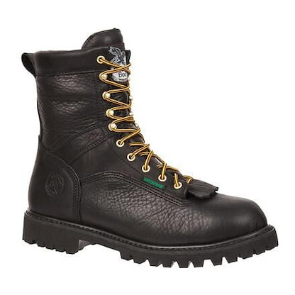 GEORGIA BOOT Men's 8" Lace-to-Toe Soft Toe Waterproof Work Boot Black - G8010