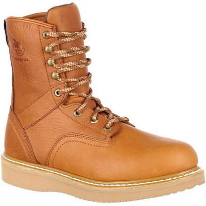 GEORGIA BOOT Men's 8" Wedge  Steel Toe Work Boot Barracuda Gold - G8342