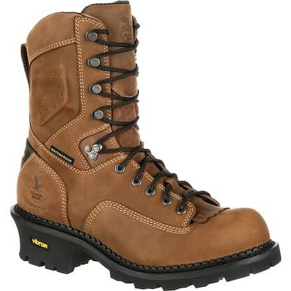 GEORGIA BOOT Men's 9" Comfort Core Logger Composite Toe Waterproof Work Boot Brown - GB00097