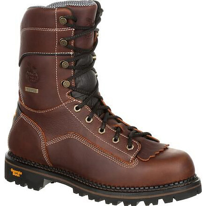 GEORGIA BOOT Men's 9" AMP LT Logger Low Heel Composite Toe Waterproof Work Boot Brown - GB00238