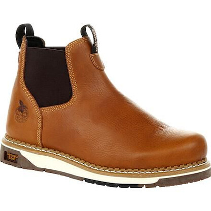 GEORGIA BOOT Men's 5" AMP LT Wedge Soft Toe Chelsea Work Boot Brown  - GB00346