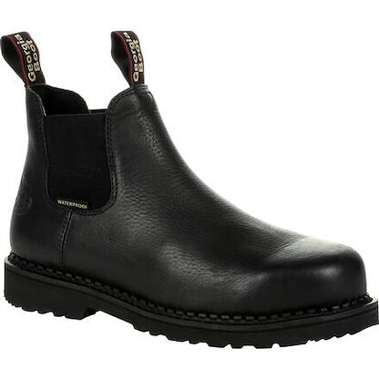 GEORGIA BOOT Men's 6" Georgia Giant Revamp Soft Toe Waterproof Chelsea Work Boot Black - GB00376