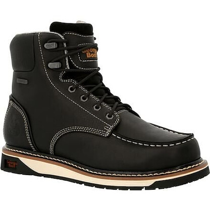 GEORGIA BOOT Men's 6" AMP LT Wedge Moc-Toe Soft Toe Waterproof  Work Boot Black - GB00475