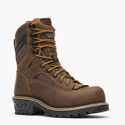GEORGIA BOOT Men's 9" LTX Logger Nano Composite Toe Waterproof Work Boot Brown - GB00617