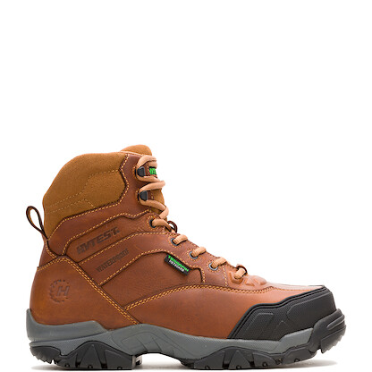 HYTEST Men's 6" Apex 2 XERGY Nano Composite Toe Internal Metatarsal Guard Waterproof Work Boot Brown - K13212
