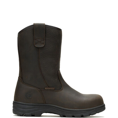 HYTEST Men's Knox 2 Wellie Steel Toe Internal Met Guard Waterproof Pull On Work Boot Brown - K15782