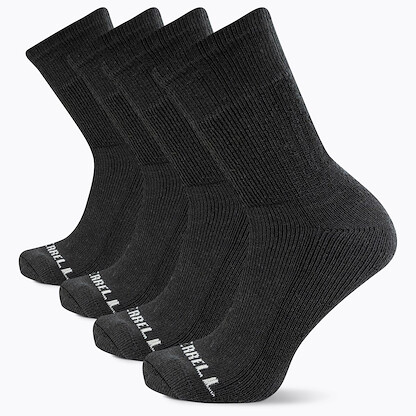 Merrell Unisex Thermal Hiking Crew Socks Black (4 pairs) - MEA33779C4B2001-BLACK