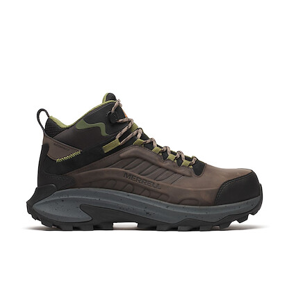 MERRELL WORK Men's Moab Speed 2 Mid Carbon Fiber Toe Waterproof Work Boot Dark Taupe - J007897