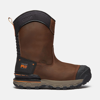 Timberland PRO Men's 8" Boondock Ultralight Pull-On Composite WP EH Work Boot Full-Grain Leather Medium Brown - TB0A6473EM4