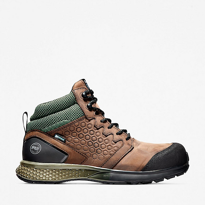 Timberland PRO Men's Reaxion Mid Composite Toe Waterproof Athletic Work Boot Brown/Green - TB1A1ZRC214