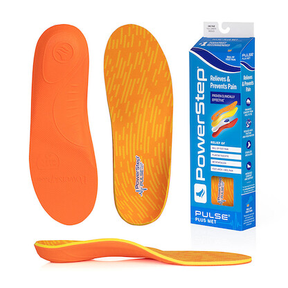 PowerStep Unisex PULSE Plus Met Pain Relief for Metatarsalgia Insoles for Running Shoes Orange (1 pair) - 5057-01