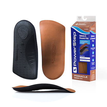 PowerStep Unisex Pinnacle Dress 3/4 Length Arch Supporting Insoles Tan (1 pair) - 5022-03