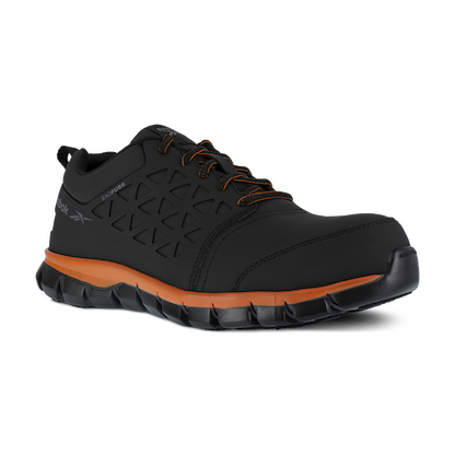 Reebok Work Men's Sublite Cushion Composite Toe EH Athletic Work Shoe Black/Orange - RB4050