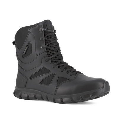 Reebok Work Men's 8" Sublite Cushion Soft Toe Waterproof Tactical Boot with Side Zipper Black - RB8806