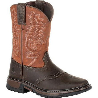 Rocky Unisex Big Kid's 8" Ride FLX Western Boot Dark Chocolate/Burnt Orange - RKW0257Y