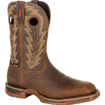 ROCKY WORK Men's 11" Long Range Composite Toe Waterproof Western Work Boot Distressed Brown - RKW0303
