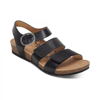 Aetrex Women's Lilly Adjustable Quarter Strap Sandal Black - SC560W