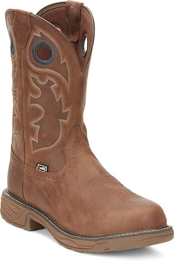 JUSTIN WORK Men's 11" Rush Nano Composite Toe Waterproof Work Boot Barley Brown - SE4334