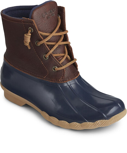 Sperry Women's Saltwater Duck Boot Tan/Navy - 13889533 (STS91175)