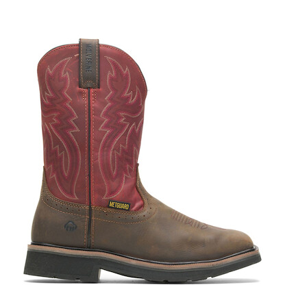 WOLVERINE Men's Rancher Internal Metatarsal Guard Steel Toe Wellington Work Boot Brown/Red - W10929