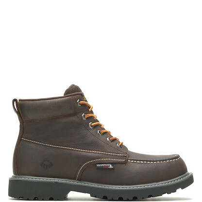WOLVERINE Men's 6" Floorhand Moc Toe Soft Toe Work Boot Dark Coffee - W230025