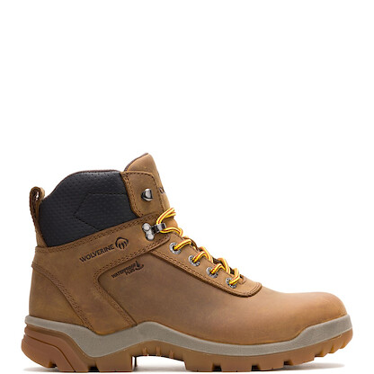 WOLVERINE Men's 6" Vantage HyperRest Soft Toe Waterproof Work Boot Dark Tan - W250028