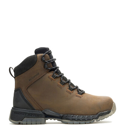 WOLVERINE Men's 6" I-90 Rush Max WP Soft Toe Work Boot Full-grain Leather Dark Coffee - W250054