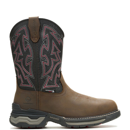 WOLVERINE Men's Rancher Infnty Waterproof EH SR Composite Toe Full-grain Leather Western Work Boot Black - W251138