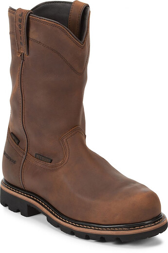 JUSTIN WORK Men's 10" Pulley Composite Toe Waterproof Work Boot Brown - WK4630