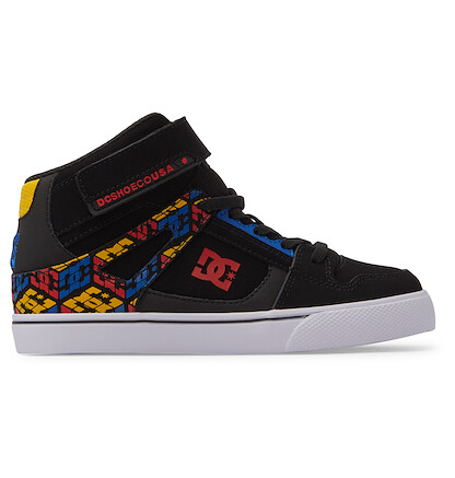 DC Shoes Unisex Kids' Pure High Elastic Lace High-Top Shoes Black/Red Print - ADBS300324-BEP