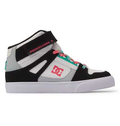 DC Shoes Girls' Pure Hi Top EV Skate Shoe Black/Blue/Pink - ADGS100099-XKBM