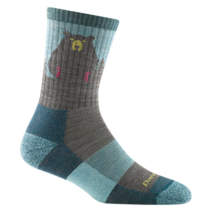 Darn Tough Women's Bear Town Micro Crew Lightweight with Cushion Hiking Sock Aqua - 1970-AQUA