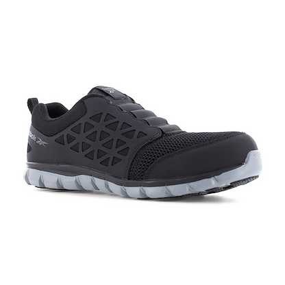 Reebok Work Men's Sublite Cushion Composite Toe Athletic Slip-on Work Shoe Black - RB4052